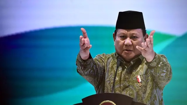 Foto: Presiden Prabowo Subianto saat menyampaikan sambutan Peringatan Harlah ke-102 Nahdlatul Ulama (NU).