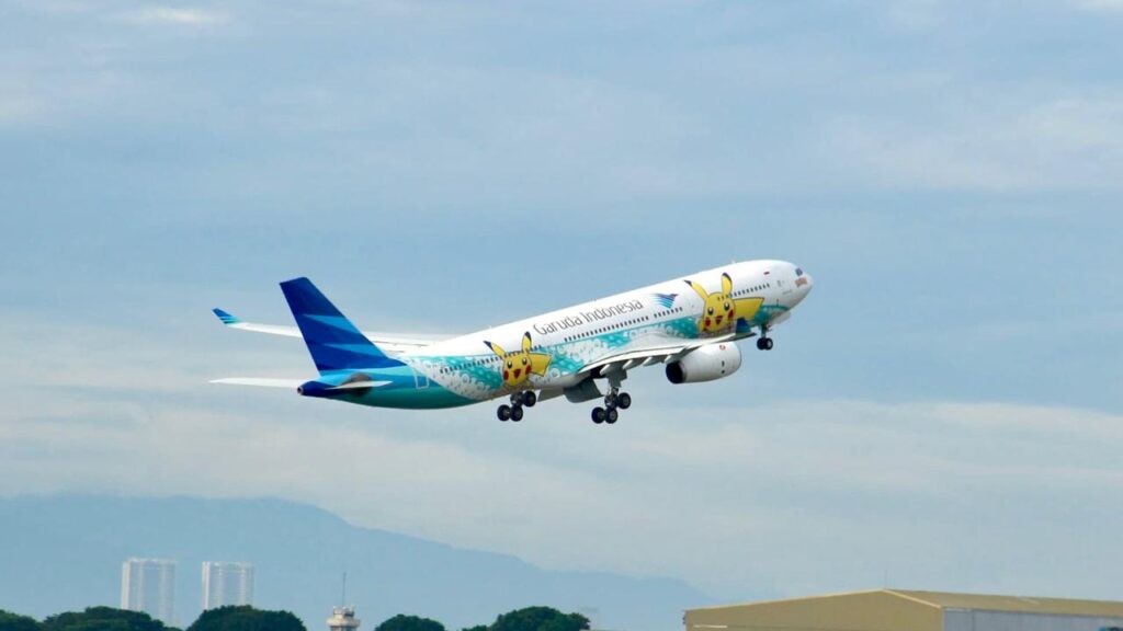 Foto: Peluncuran livery khusus Pikachu Jet GA-2 pada pesawat Garuda Indonesia dengan jenis A330-300 dengan nomor registrasi PK-GPY.