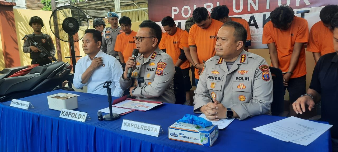 Foto: Konferensi pers Polda Kaltim terkait penangkapan sejumlah tersangka kasus kriminal di Samarinda.